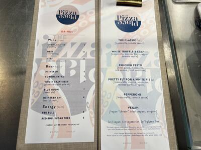 Virgin Pizza Menu